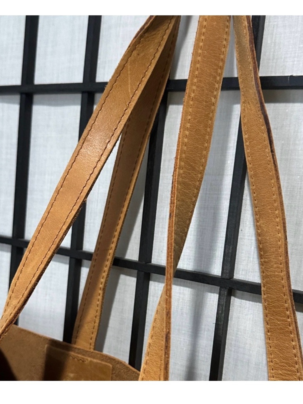 NEW ABLE Mayume Tan Leather Tote Bag 17” x 14” x 6” with 10” Drop - Picture 5 of 9
